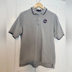 Velocity Gray Vintage Polo with Nasa Embroidered Logo Cotton Men's Shirt Size XL